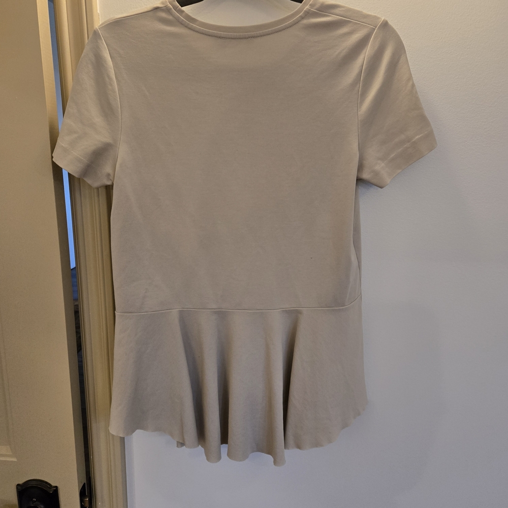 COS Cream Short Sleeve Peplum Top